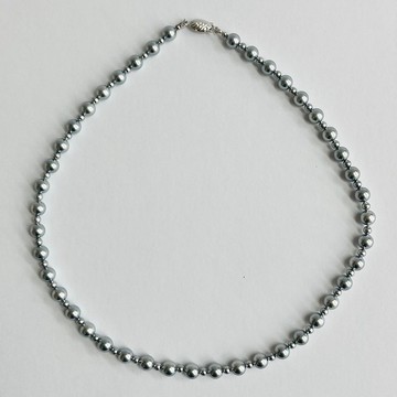 貝珍珠組合項鍊 / 6.5mm 約45cm / 灰色 / R / made in japan