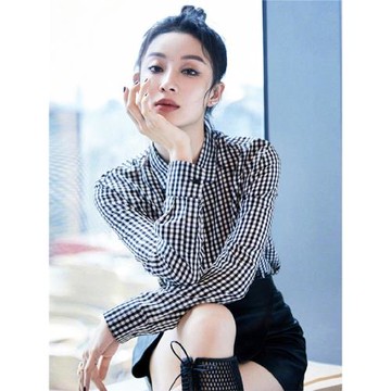 黑白格子襯衫女春秋疊穿復古港味2025新款長袖上衣顯瘦基礎款襯衣