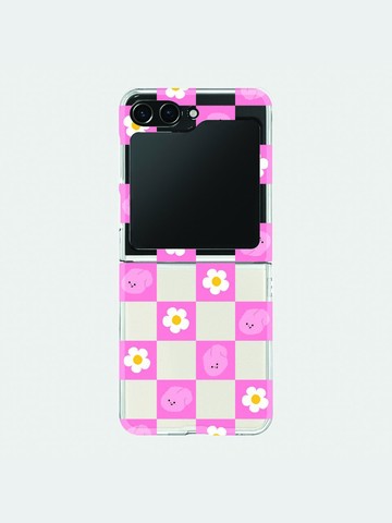 Checkerboard Daisy Windy Z Flip Clear Hard Case