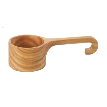 SALUS 佐藤金屬 橄欖木咖啡量匙 126x50x35mm  彎柄 原木色  1支