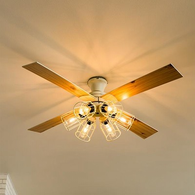 シーリングファンライト リモコン付き 6灯 LED対応 ホワイト 