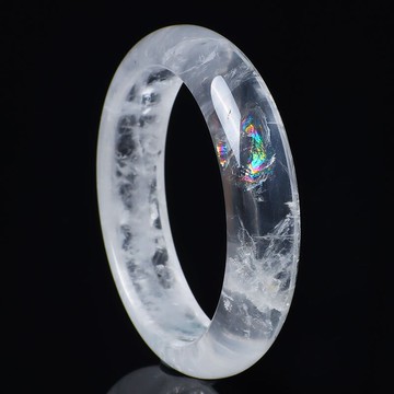 遇見彩虹-天然阿賽斯特萊彩虹白水晶手鐲女款 高能水晶鐲子首飾品