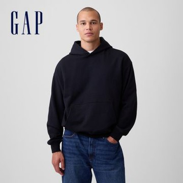 【GAP】成人重磅寬鬆連帽T-經典黑(821270)