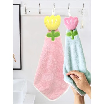 郁金香可掛式擦手巾兒童方巾可愛小毛巾不掉毛快干吸水手帕幼兒園