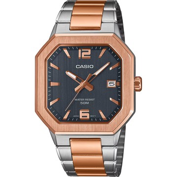 CASIO 八角日期指針手錶 不鏽鋼帶 考試錶 學生錶 MTP-B195RG-2AV