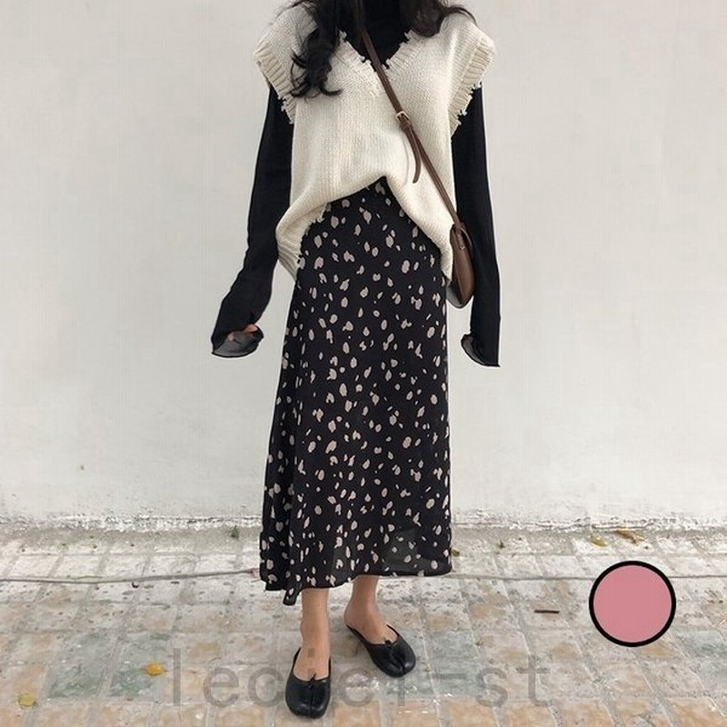 ダルメシアン柄スカート ロングスカート Aライン セミフレア きれいめ キレカジ おしゃれ ミディ丈 通販 Lineポイント最大get Lineショッピング