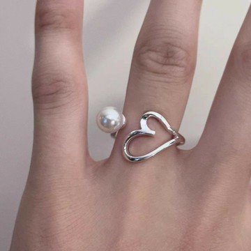 【台灣公司 可打統編】免運 珍珠鏤空愛心環繞開口戒指可愛百搭小眾設計辣妹高級感少女指環潮 可開發票 全館五折 工廠現貨直銷 新品特價 z9211