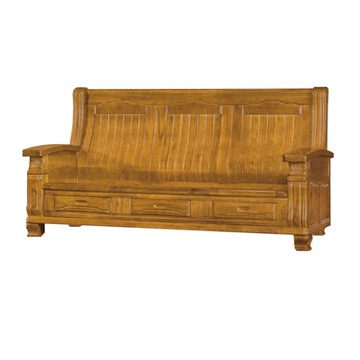 文創集 羅濤柚木色三人座柚木實木椅(底部抽屜可收納)-191x75x102cm免組