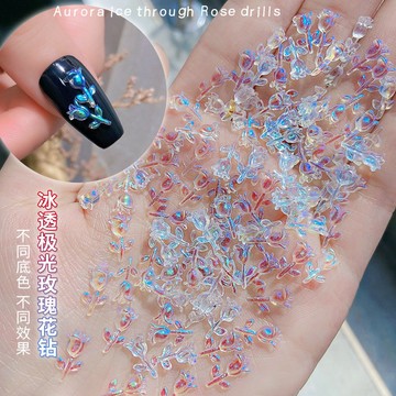 🔥隔日到貨🔥 美甲 極光冰透玫瑰花 立體玫瑰花鑽 幻彩花朵 樹脂玫瑰花 美甲裝飾 美甲飾品 美甲材料 美甲素材.