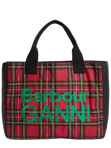 barbour x ganni barbour x ganni waxed cotton tote bag