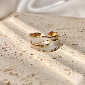 ANGEL 幾何不規則滴油開口可調整戒指指環(2色可選)