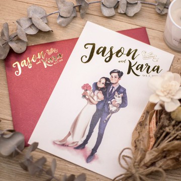 【伊森插畫喜帖】-雙面單卡式數位檔