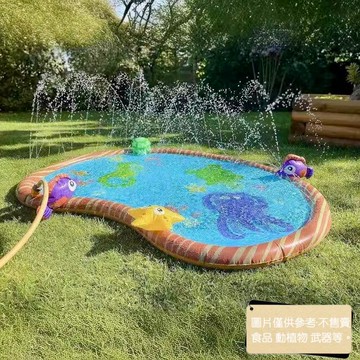臺灣暢銷草坪充氣戲水玩具噴水墊小朋友洗澡沐浴玩具海馬灑水墊海底世界