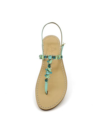 Dea Sandals Aqua Green Licampi Jewel Sandals