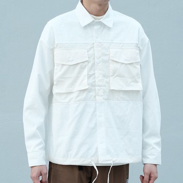 【換季特賣】拼貼襯衫外套 Patchwork Shirt Jacket/簡約款式/純/