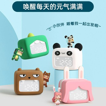 ?可開發票?免運 迷萌鬧鐘卡通可愛USB充電電子鐘兒童臥室床頭趣味貪睡伴睡夜光鐘