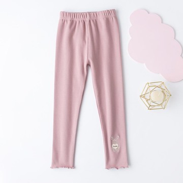 FANMOU - 彈力木耳邊內搭褲-時尚兔子-粉色