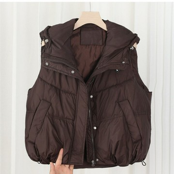 2025羽絨棉馬甲女短款秋冬新款韓版馬夾坎肩立領棉背心馬夾外套潮鑫弘-素時衣櫥