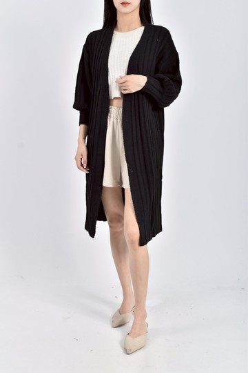 (M) 質感針織長袖黑色罩衫