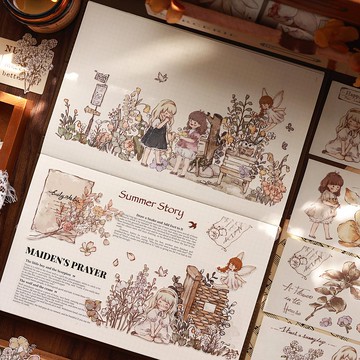 春跡 復古人物/花/鄉村/ PET 和紙膠帶