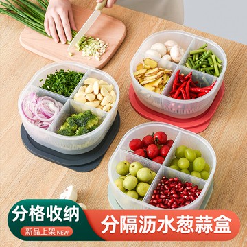 冰箱分格冷凍肉類保鮮盒家用廚房水果蔬瀝水密封蔥姜蒜食物收納盒