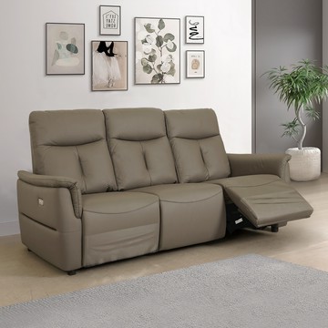 【Homelike】喜家居三人座雙電動沙發灰咖色(2367)