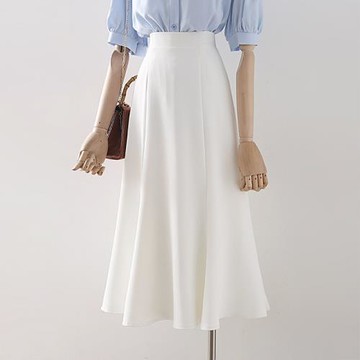 純色簡約職業通勤白色休閑半身裙女2025夏季高腰垂感直筒中長裙