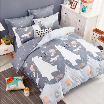 Ania Casa 北極熊 加大四件式 100%精梳棉 台灣製 床包被套純棉四件組