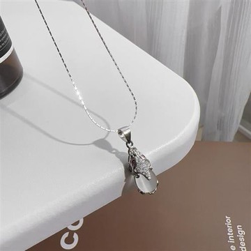 925純銀項鍊貓眼石豼貅吊墜-復古鑲鋯石鎖骨鏈男女飾品74iu14【獨家進口】【米蘭精品】
