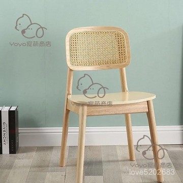 免運含稅😊連鎖咖啡店休閒藤椅北歐簡約現代靠背椅民宿家用實木餐廳客廳整裝 椅子