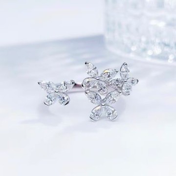 鉅曜  鉑金PT950 冰雪蝶戀鑽石戒指 D/VS+ 培育鑽石 鑽石戒指