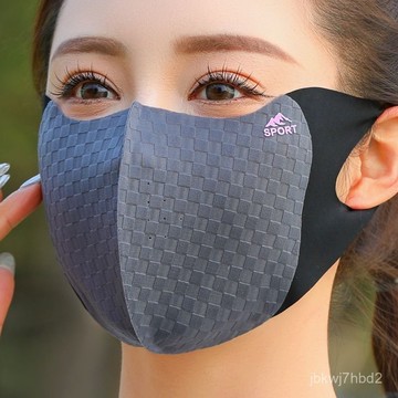 臺灣🚍8H出🉑【涼感麵料】2025夏天新款防曬口罩無痕格子防紫外綫護眼角麵罩輕薄透氣立體男