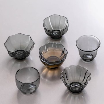 玻璃小茶杯專用個人高檔輕奢品茗杯功夫茶單杯不倒杯家用簡約茶杯