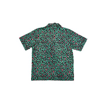 美式復古小眾設計感經典豹紋滿印短袖襯衫男女炸街痞帥情侶襯衣夏