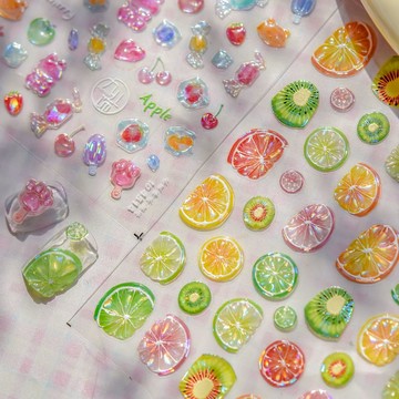 tomoni多汁水果 夏日冰棒背膠貼紙 果凍指甲貼 美甲貼紙 美甲飾品 美甲貼片 美甲diy 指甲裝飾5018