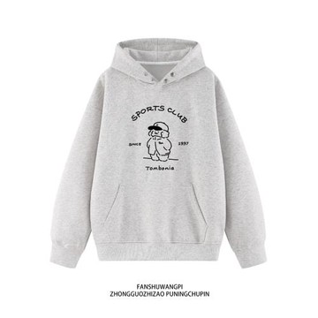 白灰色紐扣連帽衛衣女2025新款爆款春秋季高級感潮牌小眾帽衫男