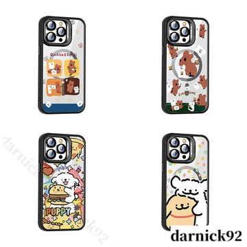 線條狗鏡頭支架殼iPhone16 Pro Max手機殼 蘋果11 12 13 14 15 Pro Max黃水豚防摔保護殼