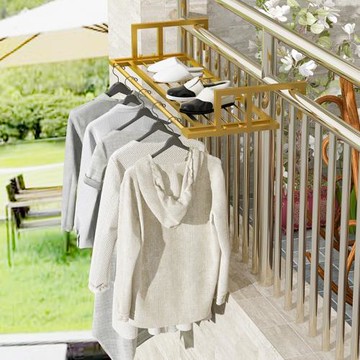 欄桿晾衣架曬鞋架神器窗外窗臺防護欄掛衣架小型折疊陽臺晾曬衣桿