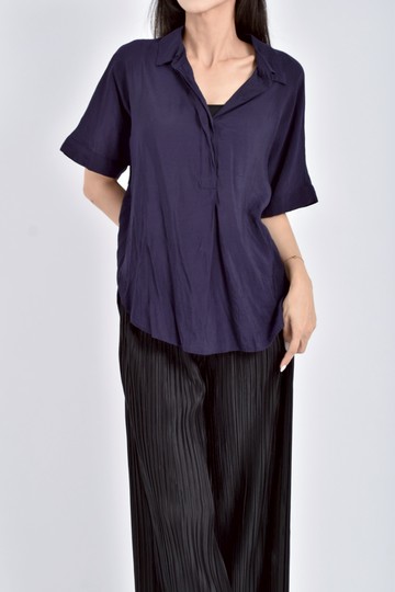 (M) studio短袖藍色襯衫上衣