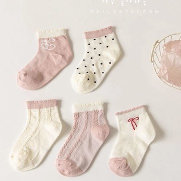 mori🎀mori兒童女童夏季棉襪襪子春夏薄款網眼透氣穿襪夏天花邊寶寶公主短款