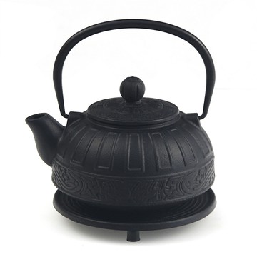 鑄鐵壺 南部名產鐵器-鑄鐵壺附鐵墊(0.8L)銘文(泡茶壺煮水壺)