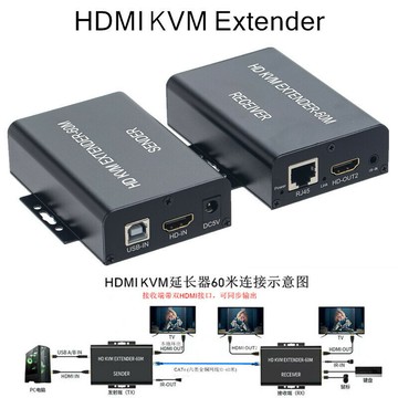 音頻切換器 音源切換器 音頻分配器 60米 高清HDMI KVM 60M Extender網線RJ45轉HDMI USB