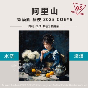 2025台灣卓越盃 COE 第六名 鄒築園 水洗藝伎 競標批次 淺焙 咖啡豆 熟豆『93咖啡』