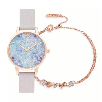 Olivia Burton 夏日沙灘 玫瑰金珊瑚藍 腕錶 35MM  (OBGSET142)