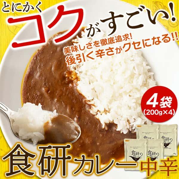 ゆうパケット出荷 美味しい レトルト 食研 カレー 4食 200g×4袋 20種類以上のスパイス使用 販売元より直送 SM00011161