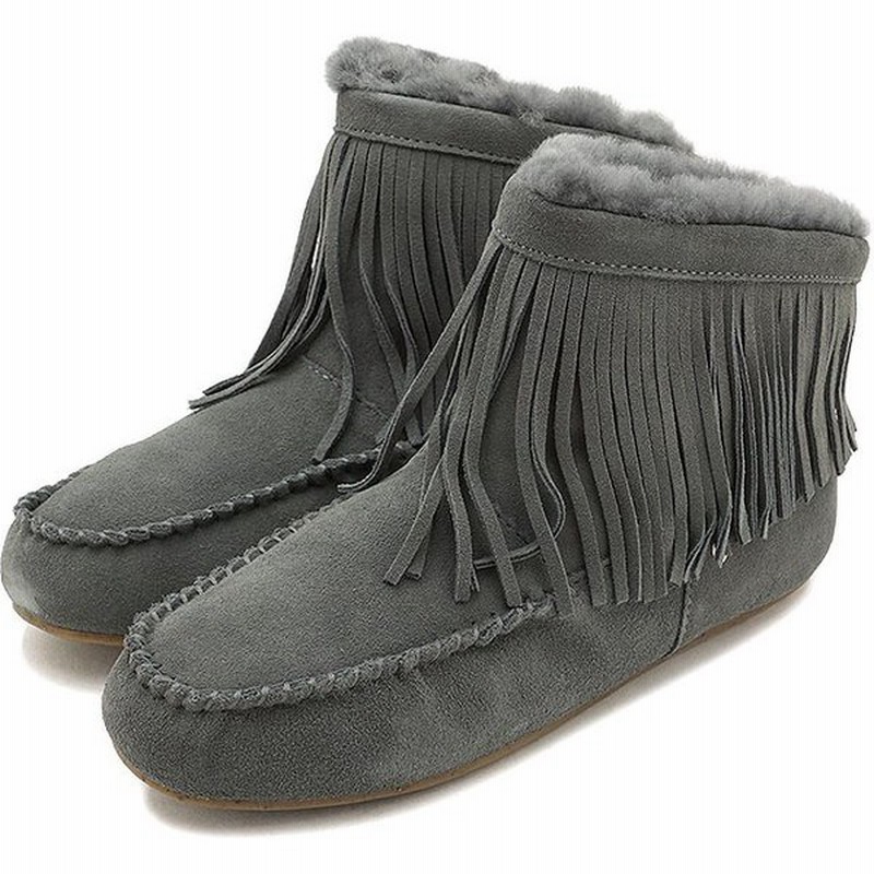 Emu エミュー ムートン シープスキン フリンジ ショートブーツ Cayote コヨーテ Charcoal W11272 Fw17 通販 Lineポイント最大0 5 Get Lineショッピング