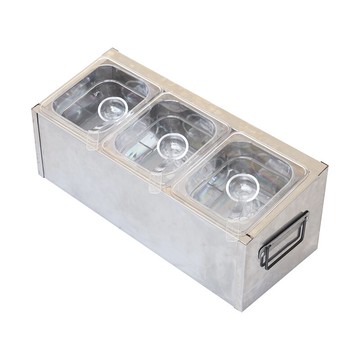 1/6透明斜面份數盆架果醬盒分格調料架格子盆三格4味5格