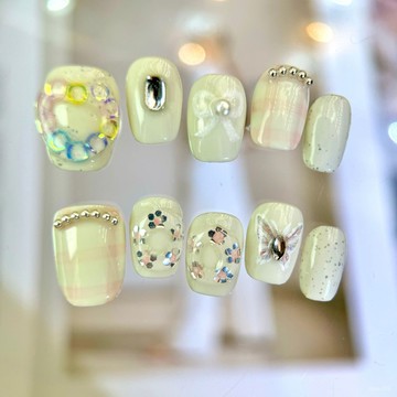 ✨Hannah✨純手工穿戴甲短款日常顯白ins小紅書爆款可愛風立體美甲小衆高級精緻穿戴甲 K5VS