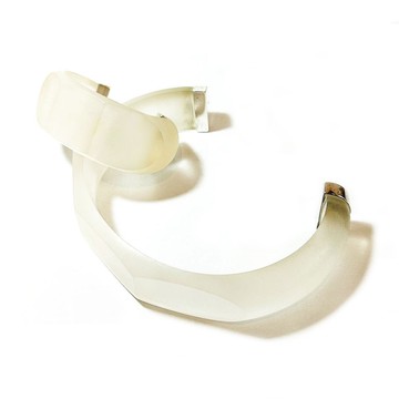 復古 義大利製 800銀 噴砂透明壓克力 手鐲 頸鍊 套組