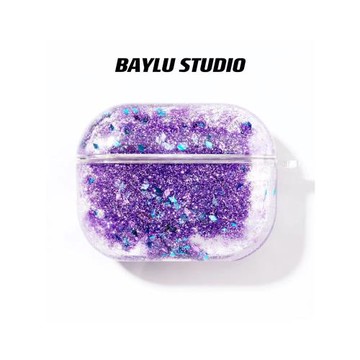 BAYLU STUDIO原創適用蘋果airpods流沙蘋果無線藍牙耳機pro1保護殼pro2保護套3代情侶女新款透明全包防摔硬殼